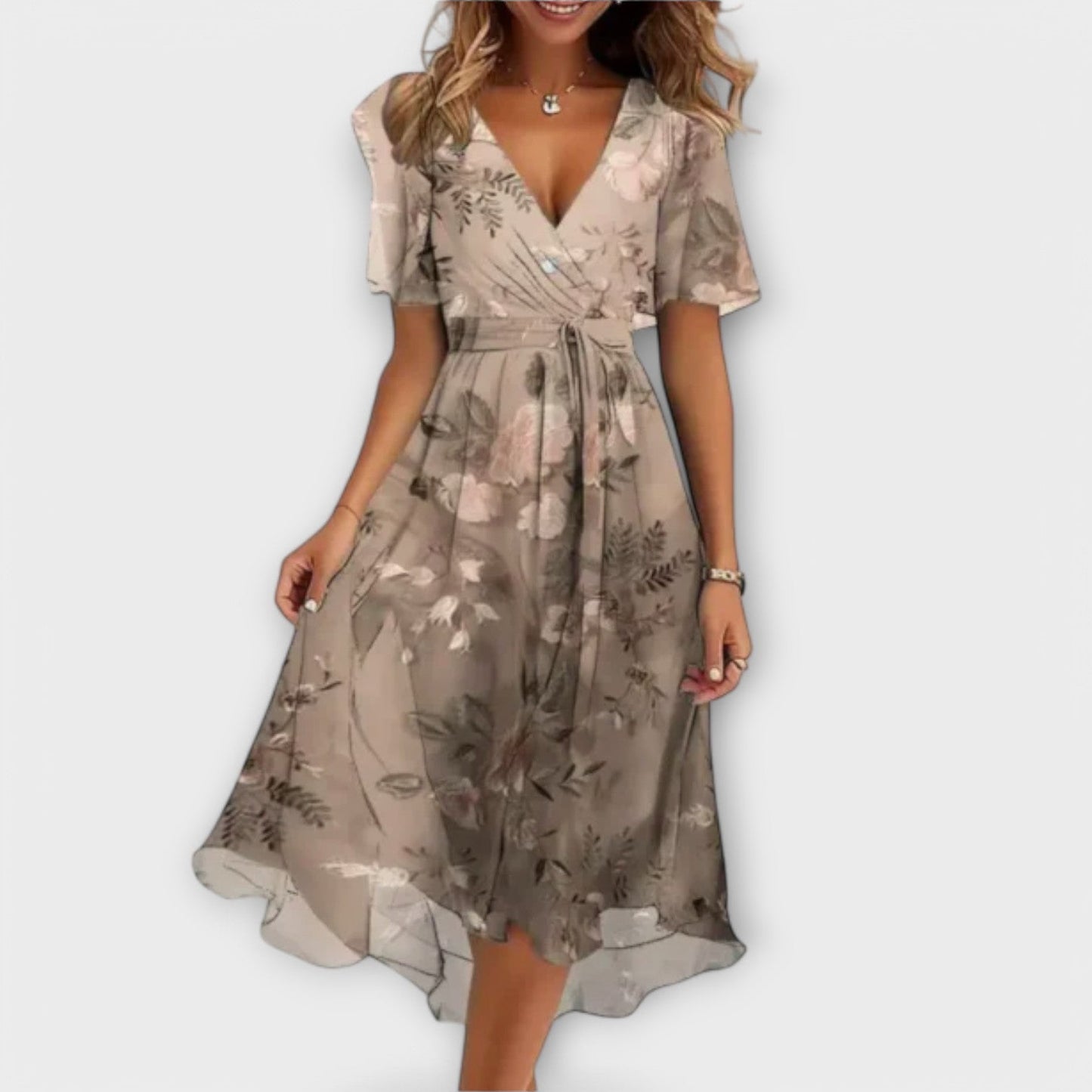 Women's – Dress – V-Neck Style – Casual Midi Dress