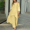 Women's - Airy Linen Set - Oversized Blouse & Wide Trousers - Comfortable Summer Outfit