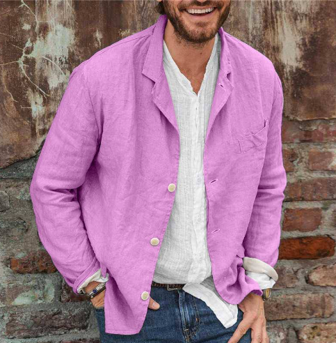 Loose jacket in cotton and linen