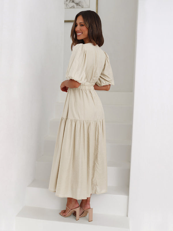 Maxi dress with puff sleeves