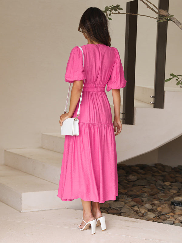 Maxi dress with puff sleeves