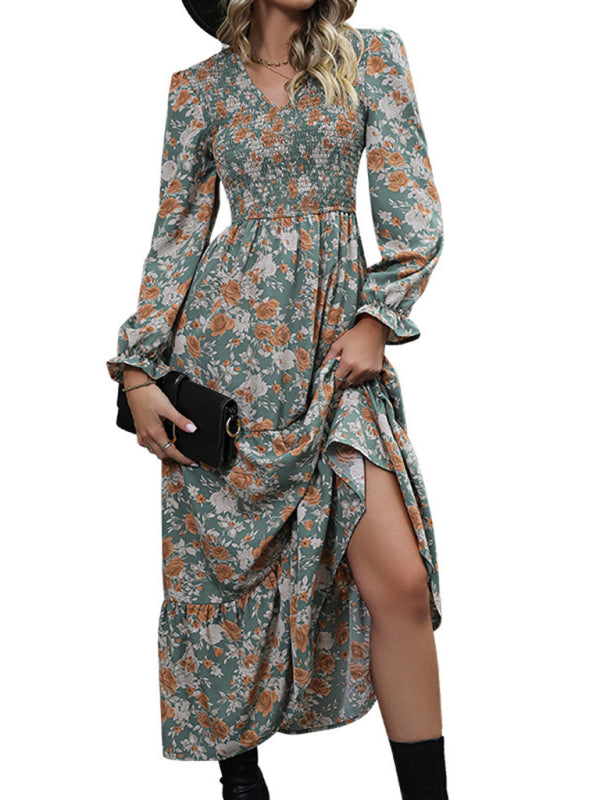 Dress with lantern sleeves