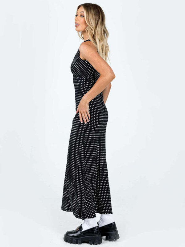 Dress with dotted V-neckline