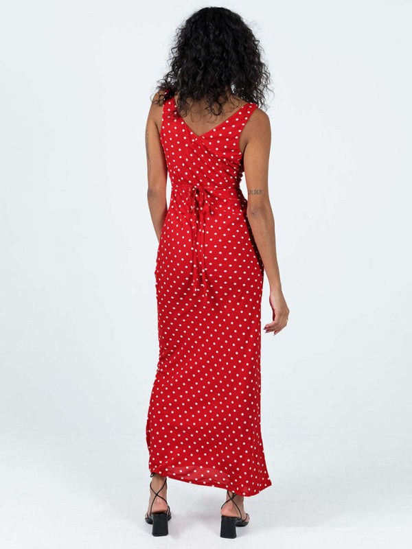 Dress with dotted V-neckline