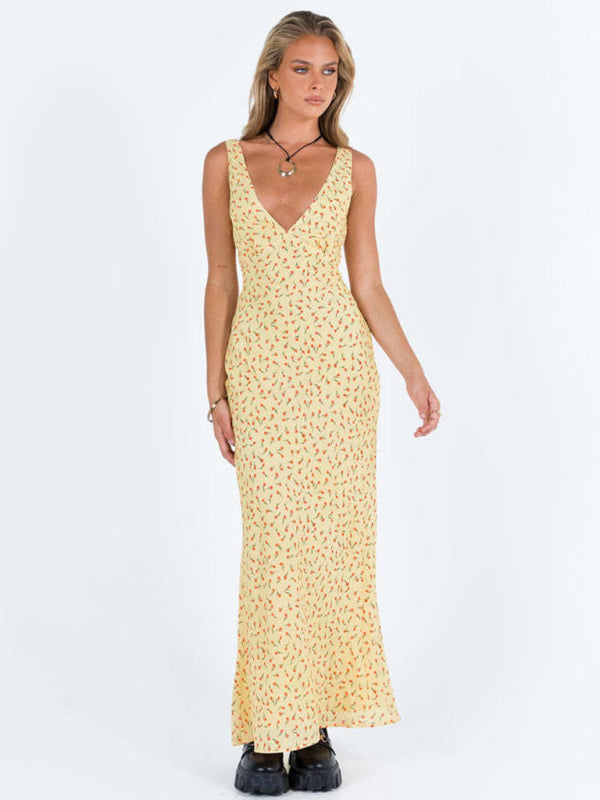 Dress with dotted V-neckline