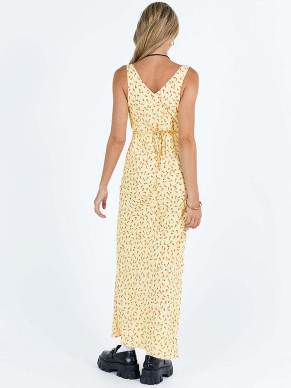 Dress with dotted V-neckline