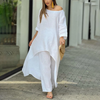 Women's - Airy Linen Set - Oversized Blouse & Wide Trousers - Comfortable Summer Outfit