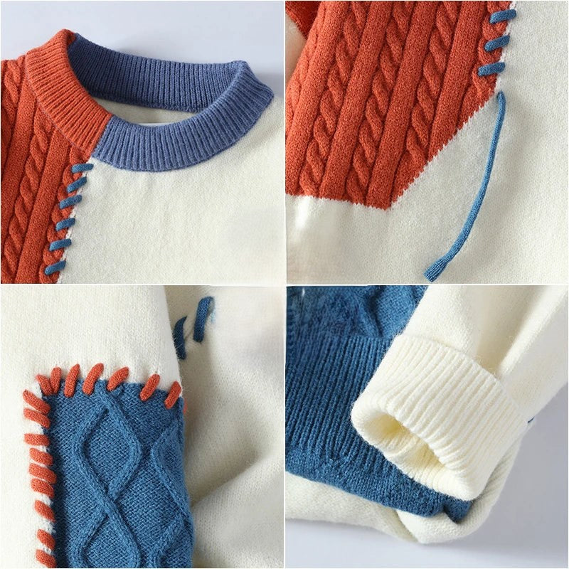 Men's jumper with patchwork pattern