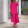 Women's - Airy Linen Set - Oversized Blouse & Wide Trousers - Comfortable Summer Outfit