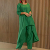 Women's - Airy Linen Set - Oversized Blouse & Wide Trousers - Comfortable Summer Outfit