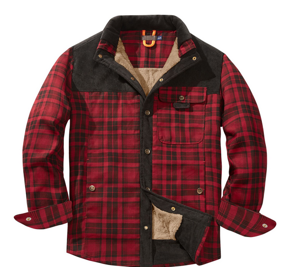 Men's - Lumberjack Jacket - Durable Cotton Blend - Stylish Outdoor Wear