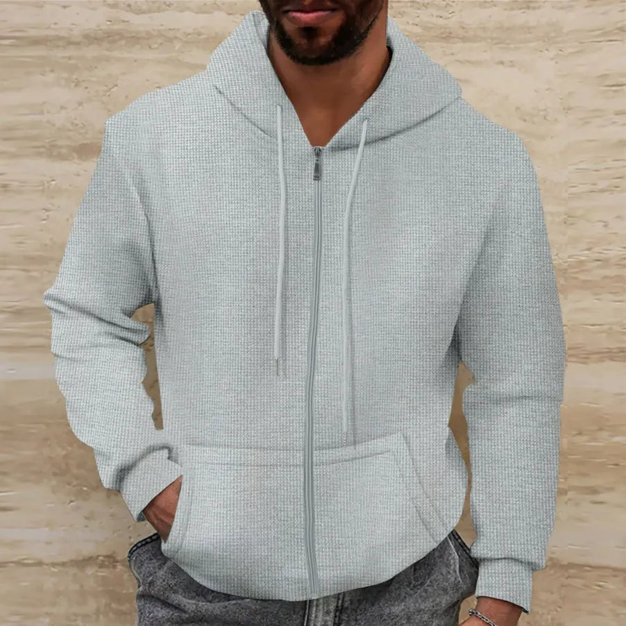 Men's - Casual Hooded Jacket - Waffle Texture