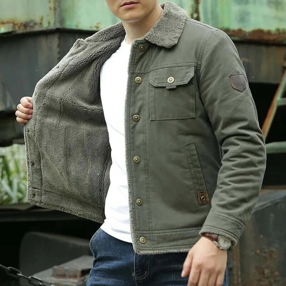 Men's - Cotton Canvas Jacket - Fleece Lined