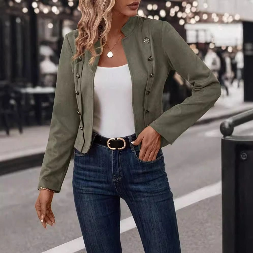 Women's - Tailored Velvet Jacket - Double-Breasted