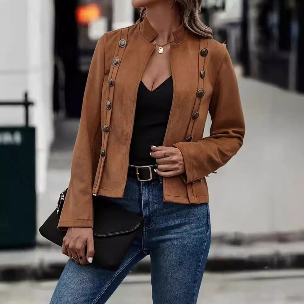 Women's - Tailored Velvet Jacket - Double-Breasted