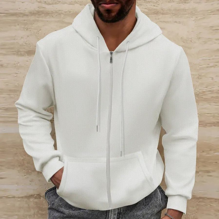 Men's - Casual Hooded Jacket - Waffle Texture