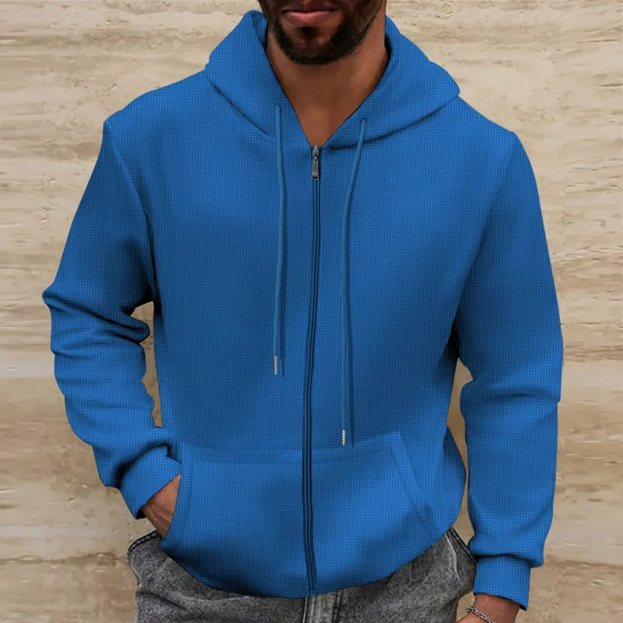 Men's - Casual Hooded Jacket - Waffle Texture