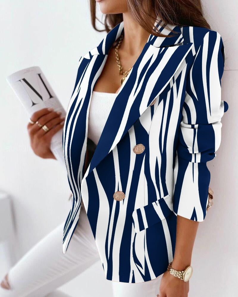 Women’s - Tailored Double-Breasted Blazer - Printed Styles