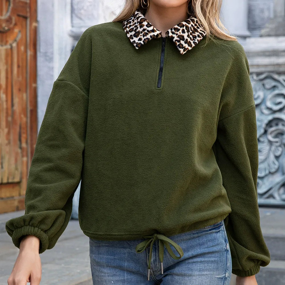 Women’s - Fleece Pullover Sweatshirt - Faux Fur Collar