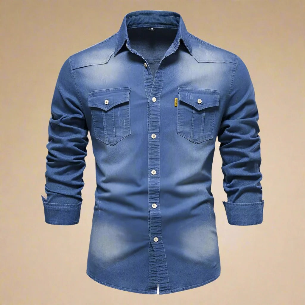 Men's - Denim Shirt - Classic Style - Durable Fabric - Casual Wardrobe Essential