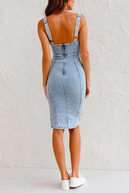 Denim dress with adjustable straps