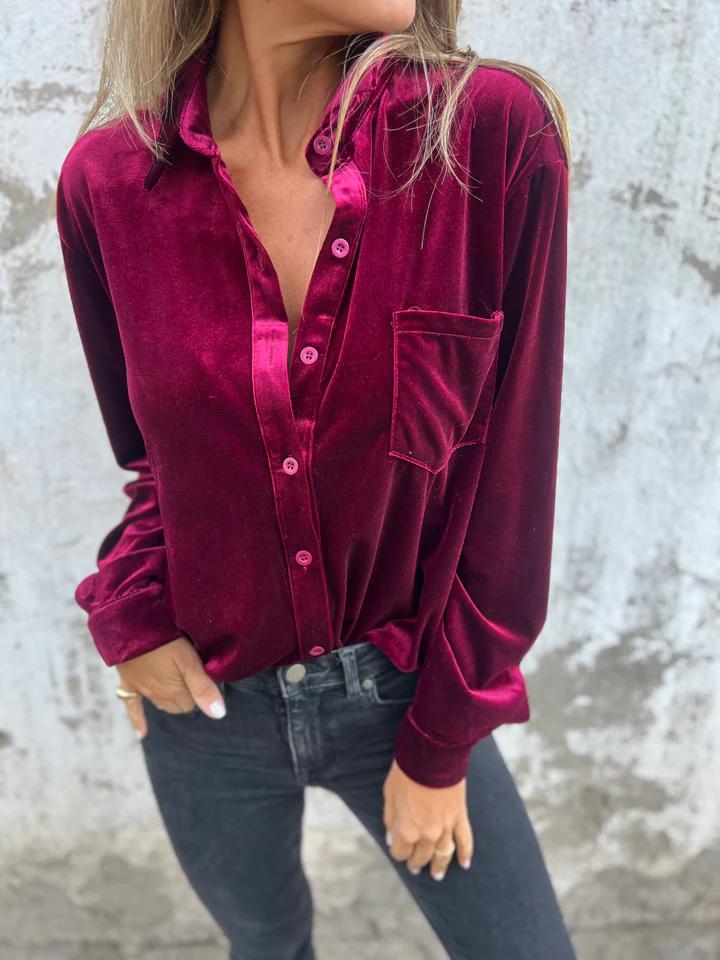Women's - Velvet Shirt - Soft & Luxurious Fabric - Stylish Top for Every Occasion