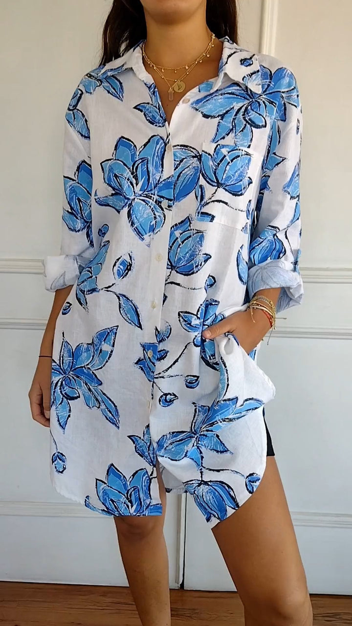 Elegant Printed Shirt Dress