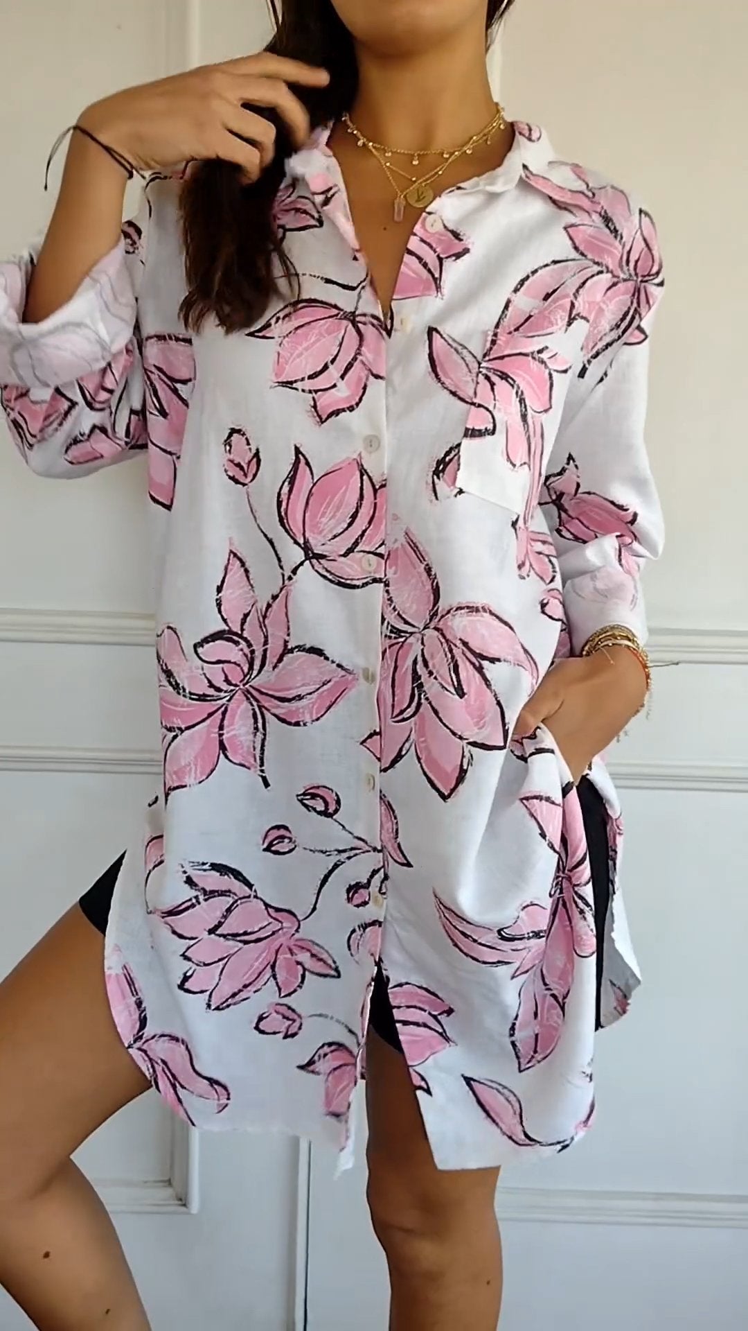 Elegant Shirt Dress With Print