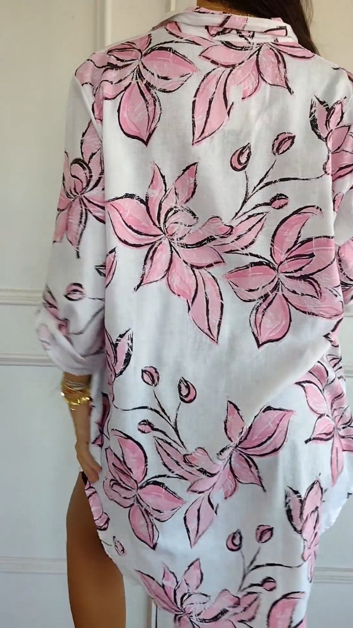 Elegant Printed Shirt Dress