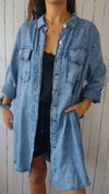 Comfortable denim shirt with long jacket