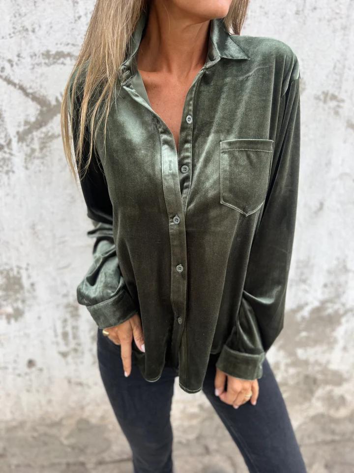 Women's - Velvet Shirt - Soft & Luxurious Fabric - Stylish Top for Every Occasion