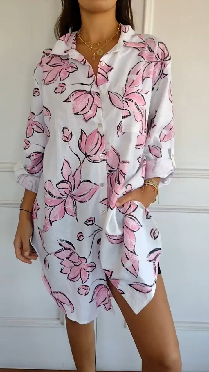 Elegant Printed Shirt Dress