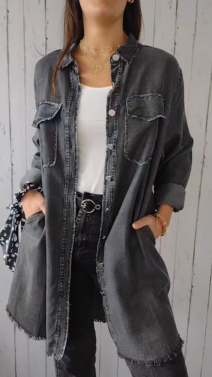 Comfortable denim shirt with long jacket