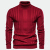 Men - Striped Turtleneck Jumper - Cosy Knit - Stylish Striped Sweater for Casual Wear