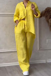 Women's - Two-piece set with cotton and linen trousers - Comfortable and Lightweight - Perfect for Warm days