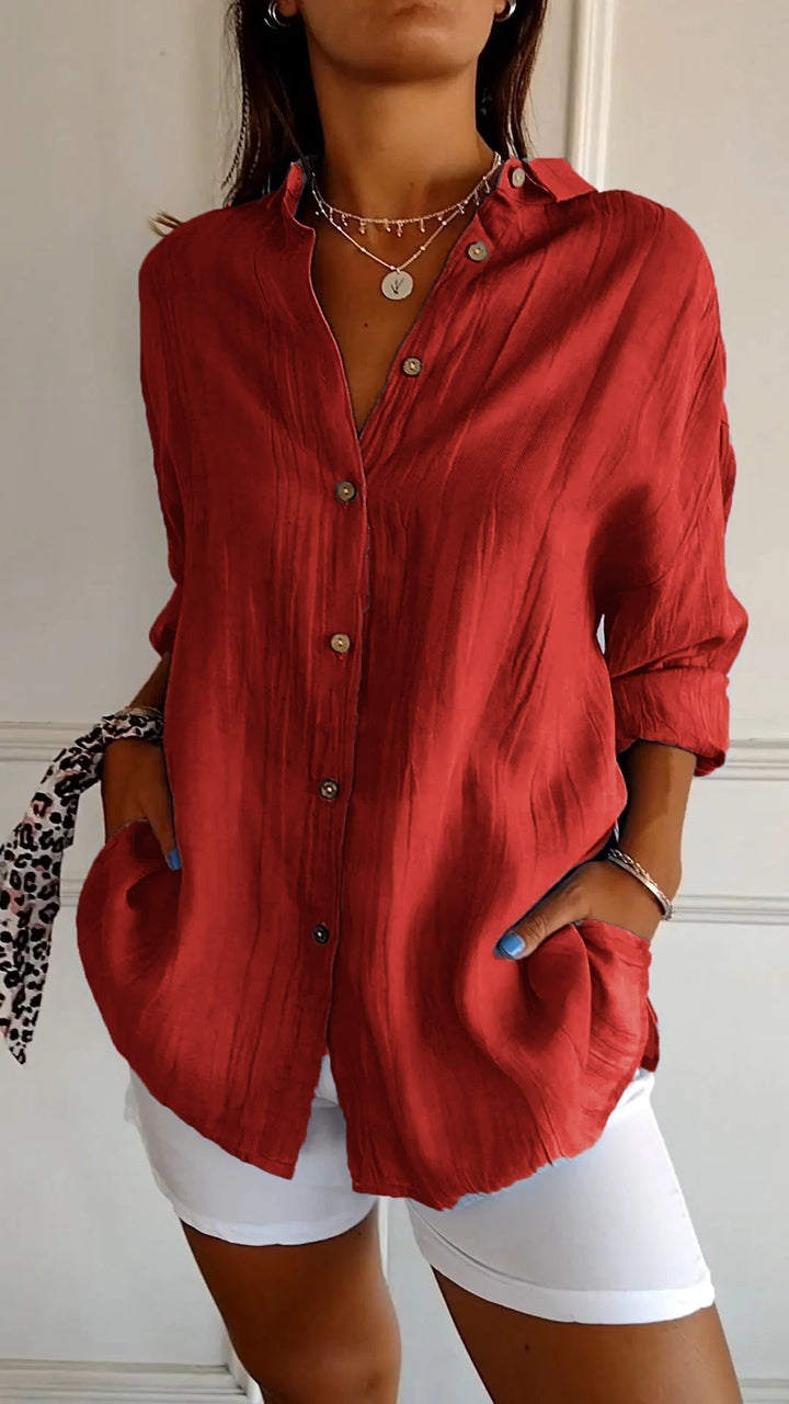 Elegant shirt with pleated hairstyle