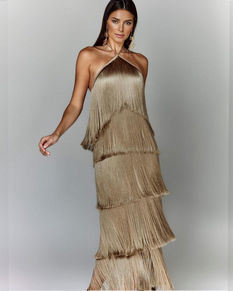 Elegant stylish dress with fringes