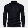 Men - Striped Turtleneck Jumper - Cosy Knit - Stylish Striped Sweater for Casual Wear