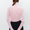 Plain-coloured long-sleeved knitted top with high neckline