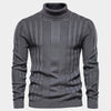 Men - Striped Turtleneck Jumper - Cosy Knit - Stylish Striped Sweater for Casual Wear