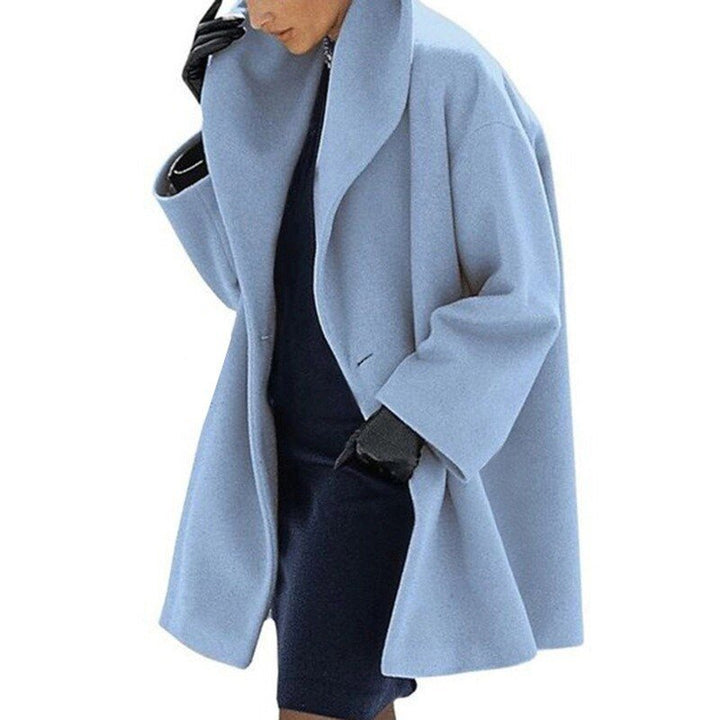 Wool coat with wide collar for women