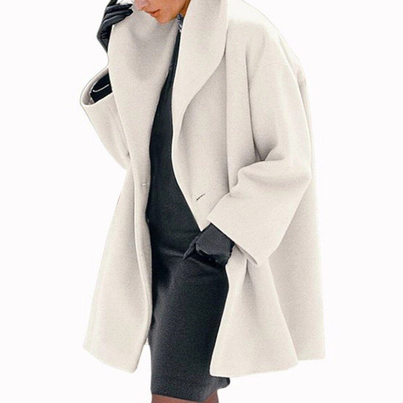 Wool coat with wide collar for women