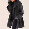 Wool coat with wide collar for women