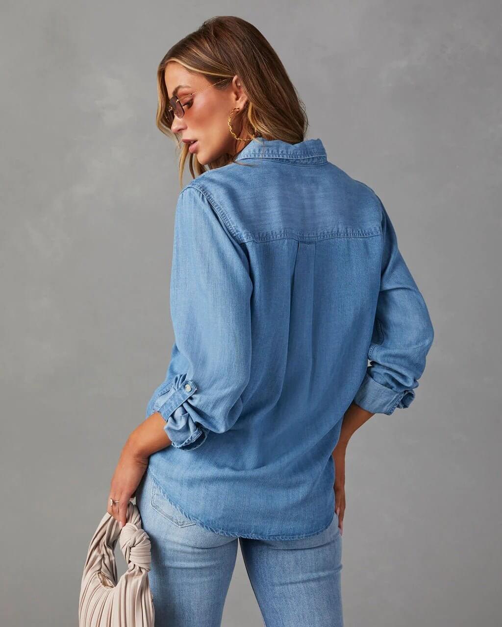 Women's - Relaxed Fit Denim Shirt - Casual Style & Comfort