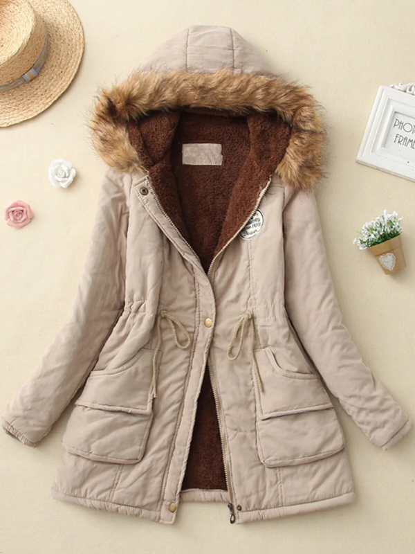 Slim-fit parka with hood, comfortable and fashionable