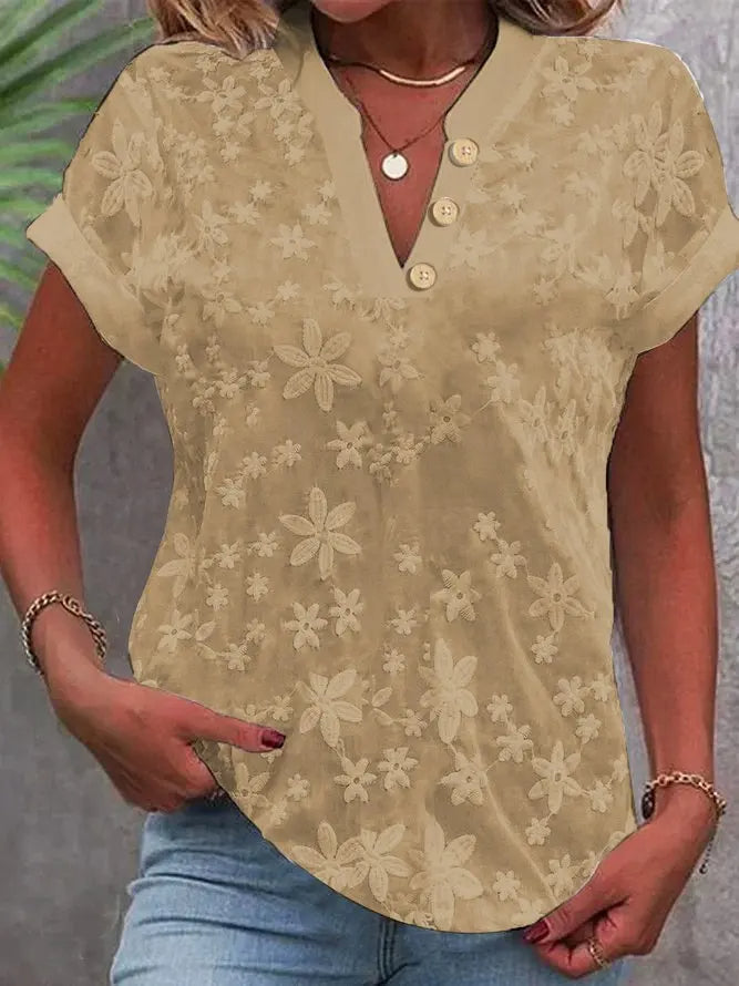 Floral blouse with V-neck