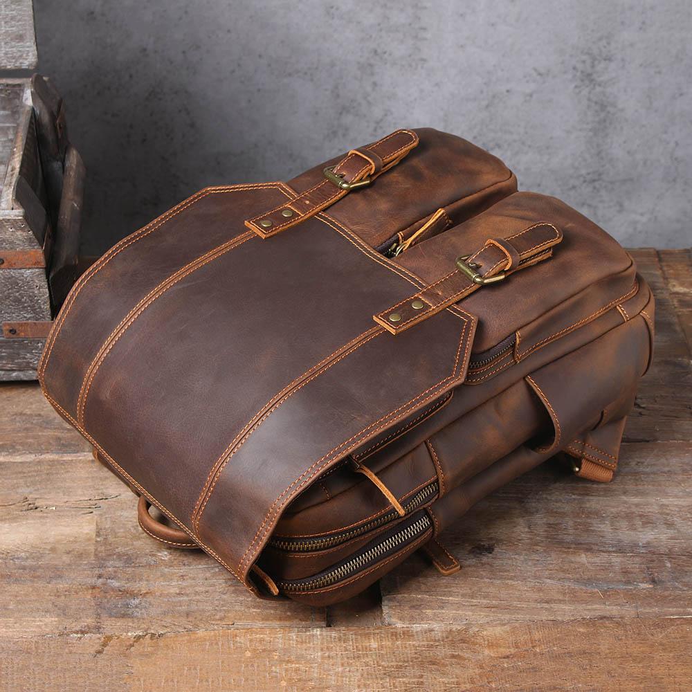 Unisex - Stylish Brown Leather Backpack - Durable & Versatile