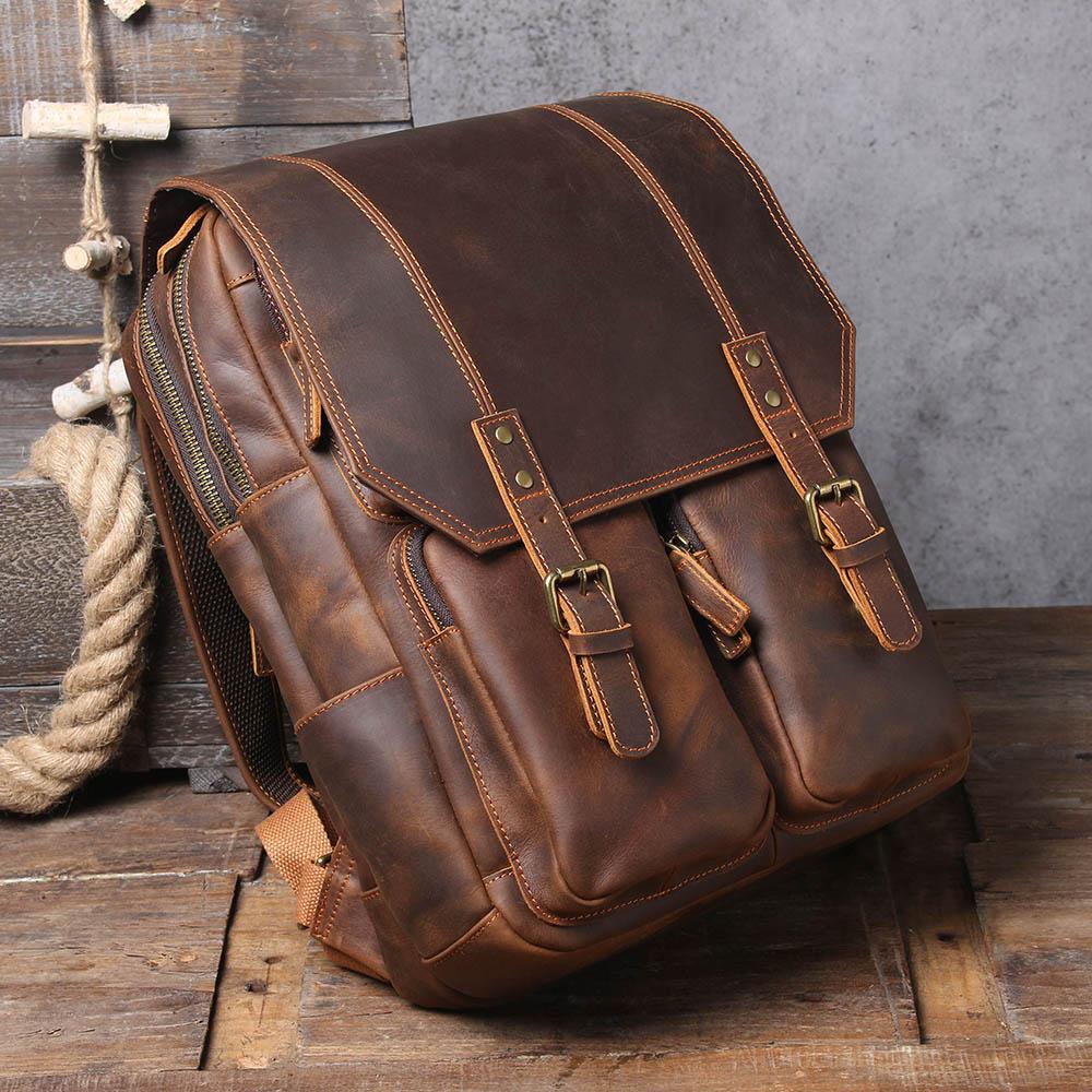 Unisex - Stylish Brown Leather Backpack - Durable & Versatile