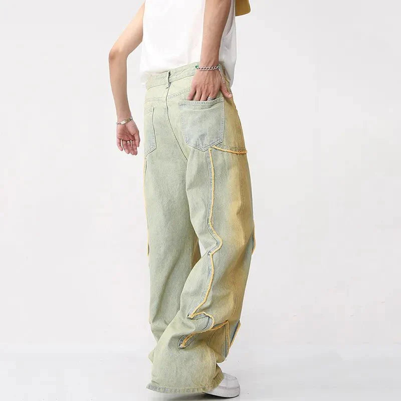 High-waisted men's jeans with wide leg