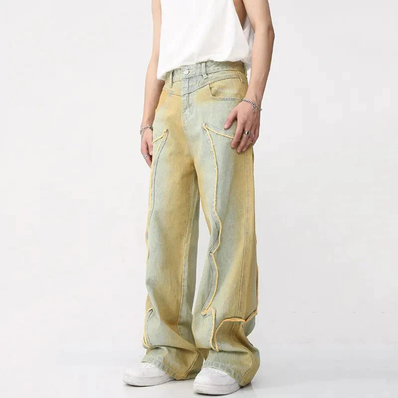 High-waisted men's jeans with wide leg